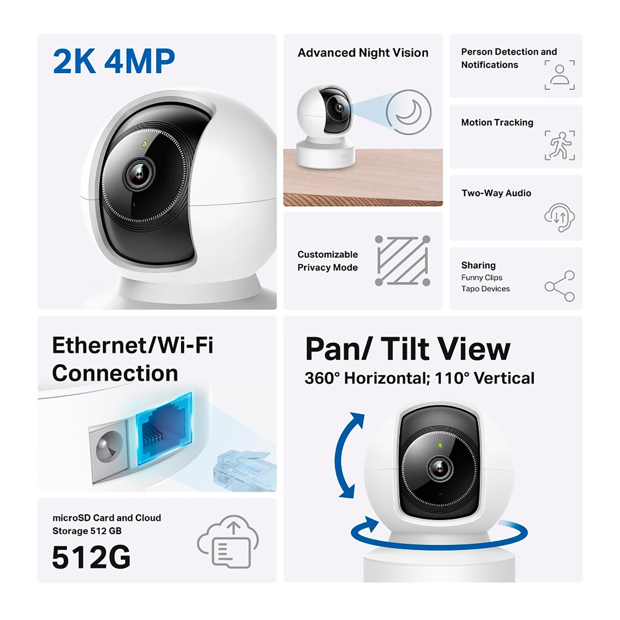 Cámara Ip Tp-link Tapo C222 2k 4mp Wifi Rj45 Visión Nocturna - 3