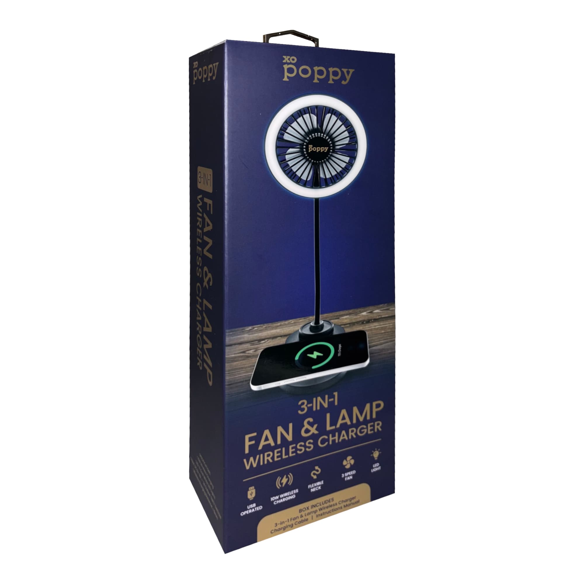 Ventilador Lámpara LED Y Cargador Inalámbrico XO Poppy 3 En 1 - 4