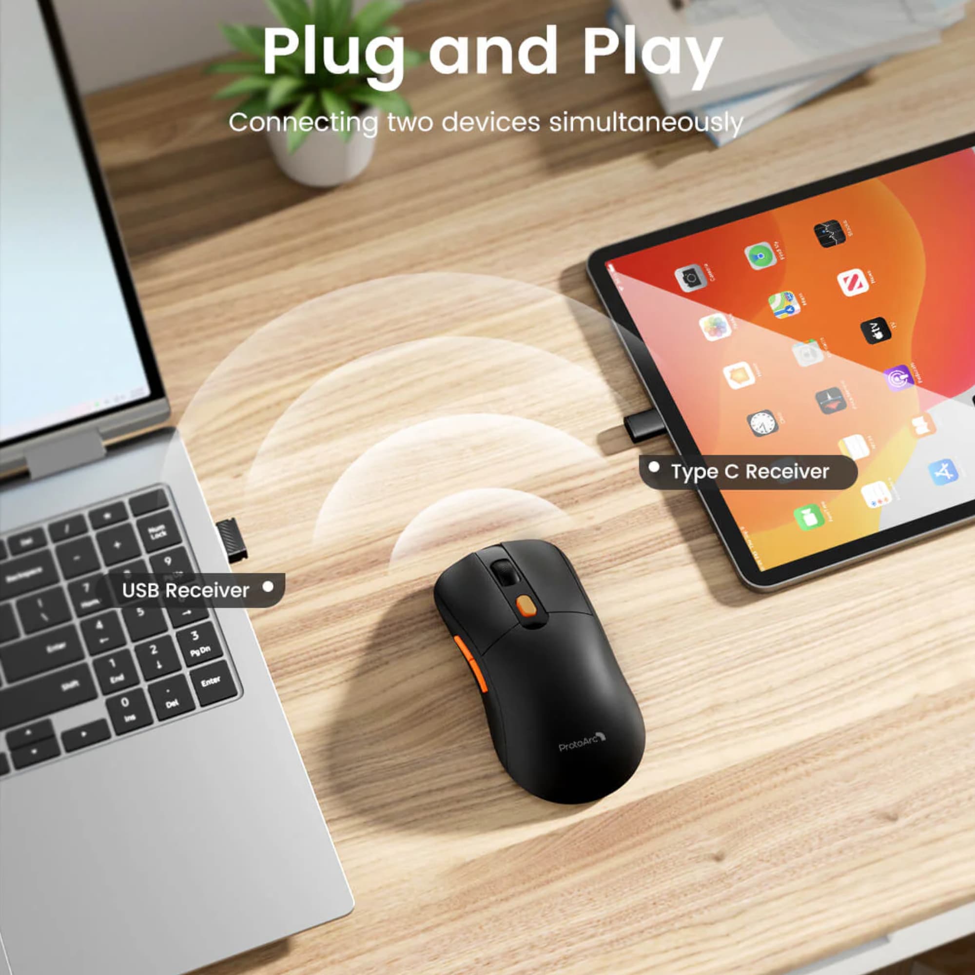 Mouse Diestro Inalámbrico Bt ProtoArc Em15 2400dpi - 4