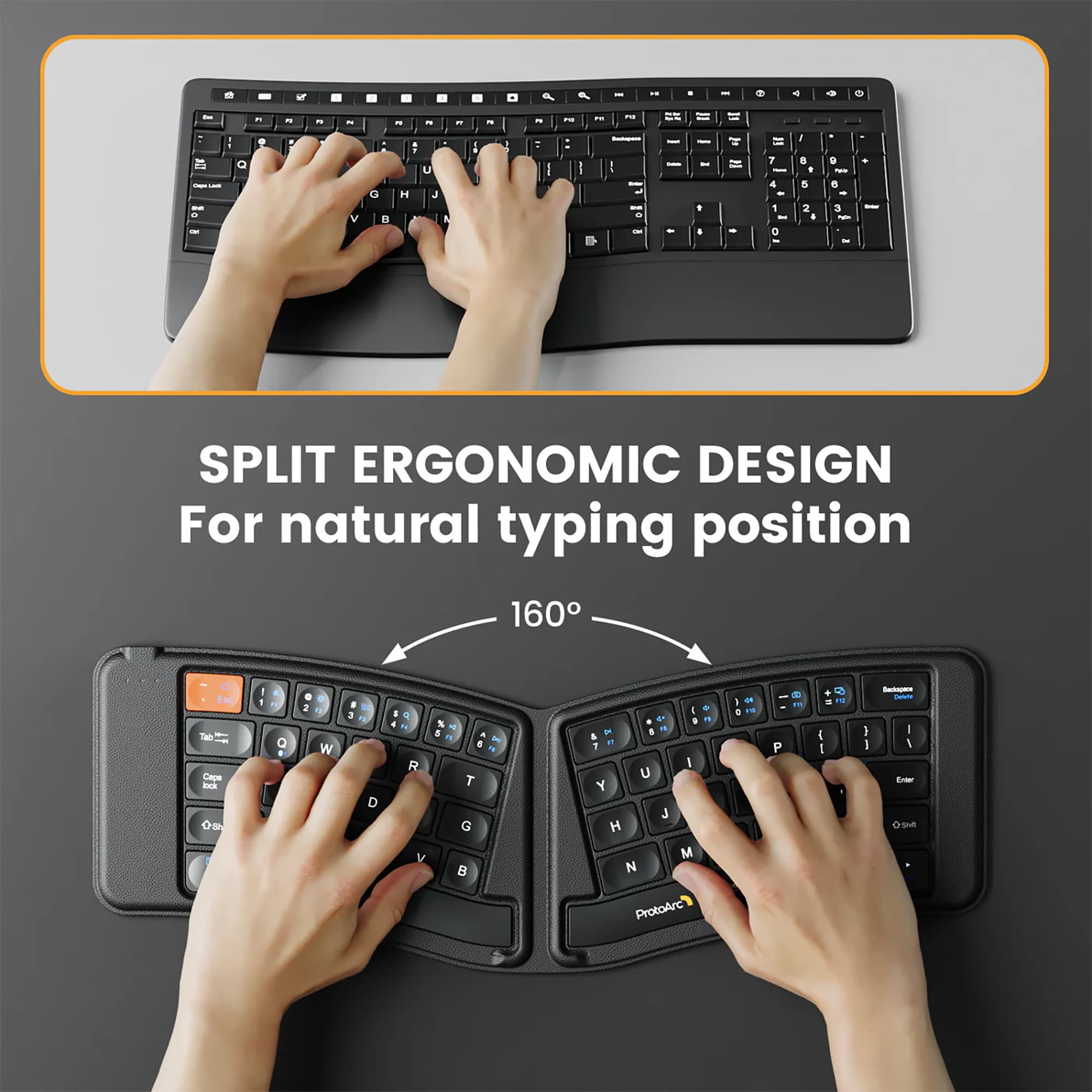 Teclado Ergonómico Plegable Bluetooth ProtoArc Xk03 - 2