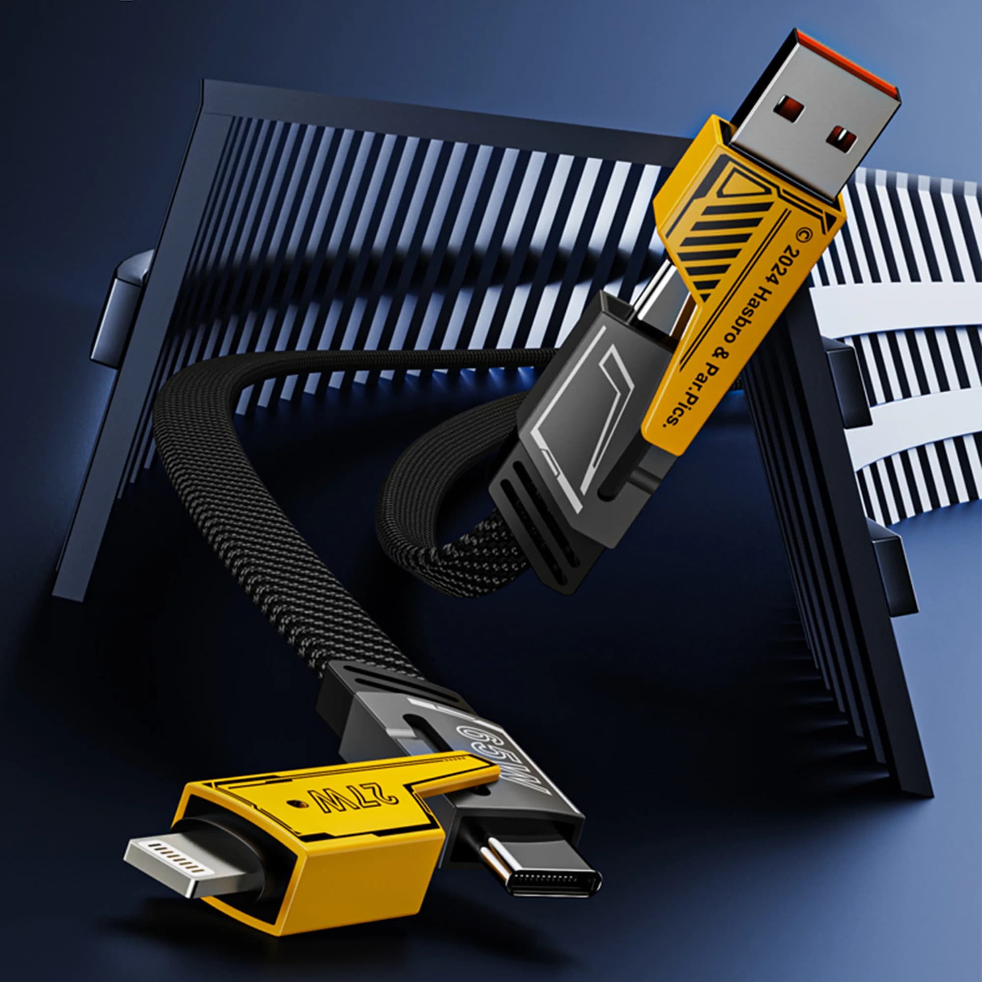 Cable de Datos Transformers 4 En 1 Usb-A / Lighting / Usb-C 6A 1m - 3