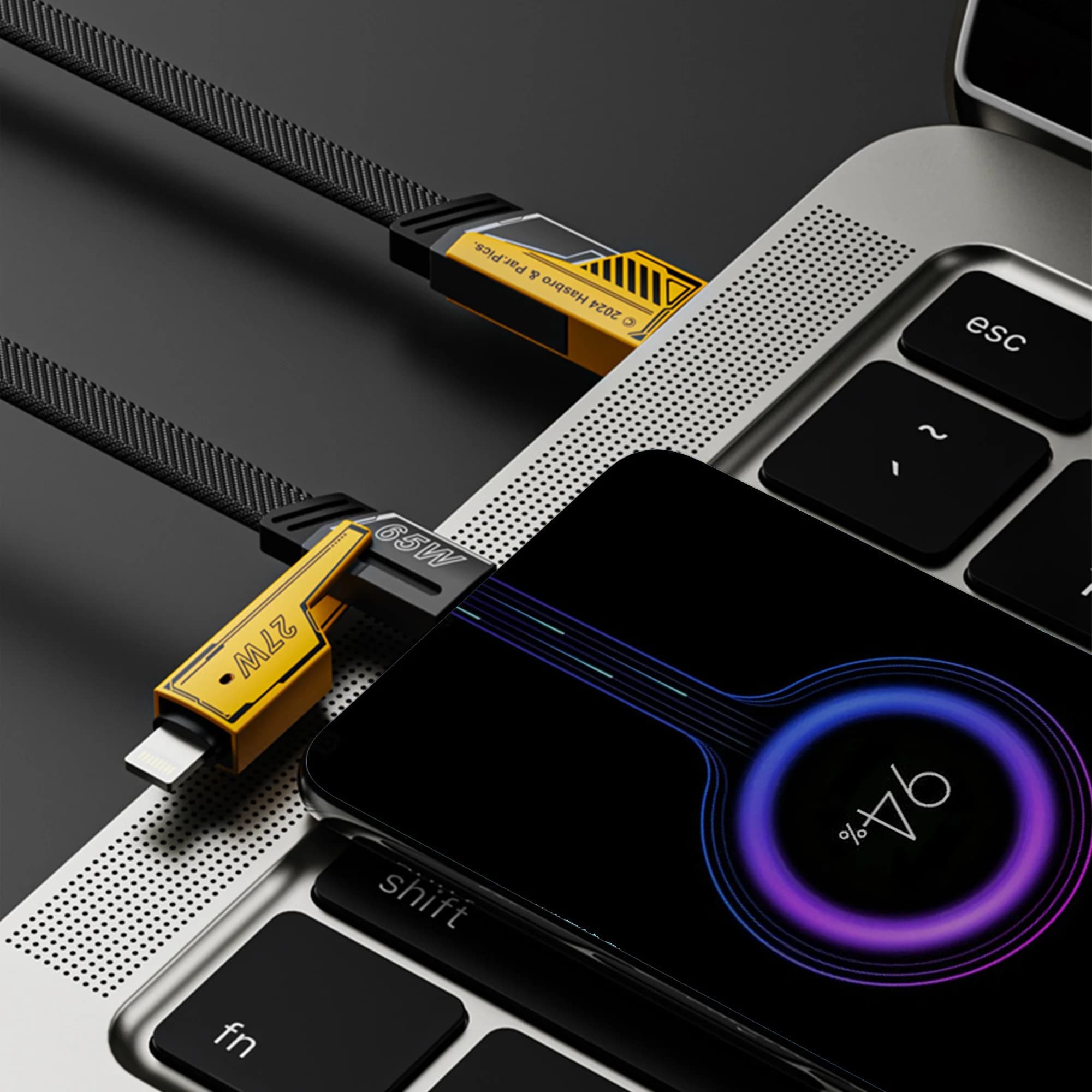 Cable de Datos Transformers 4 En 1 Usb-A / Lighting / Usb-C 6A 1m - 7