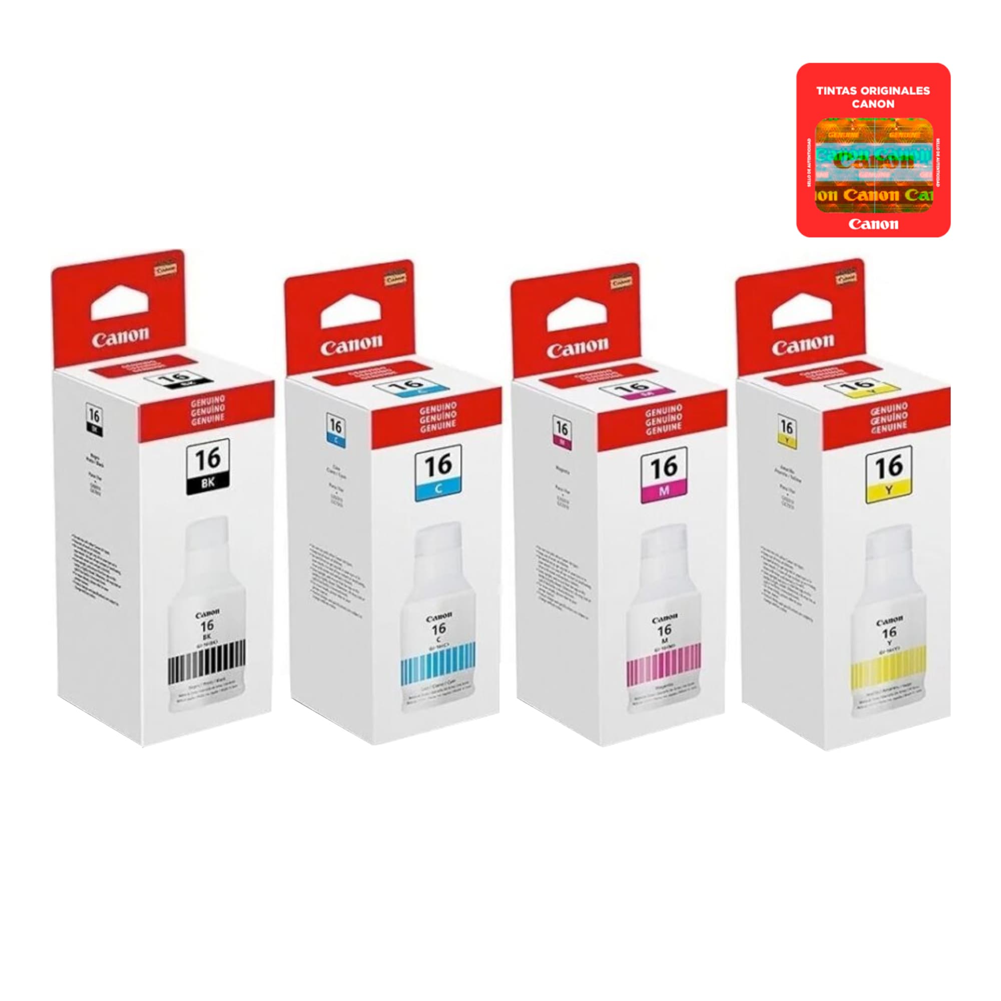 Pack 4 Botellas de Tinta Canon Negro Cian Magenta Amarillo G-16 - 2