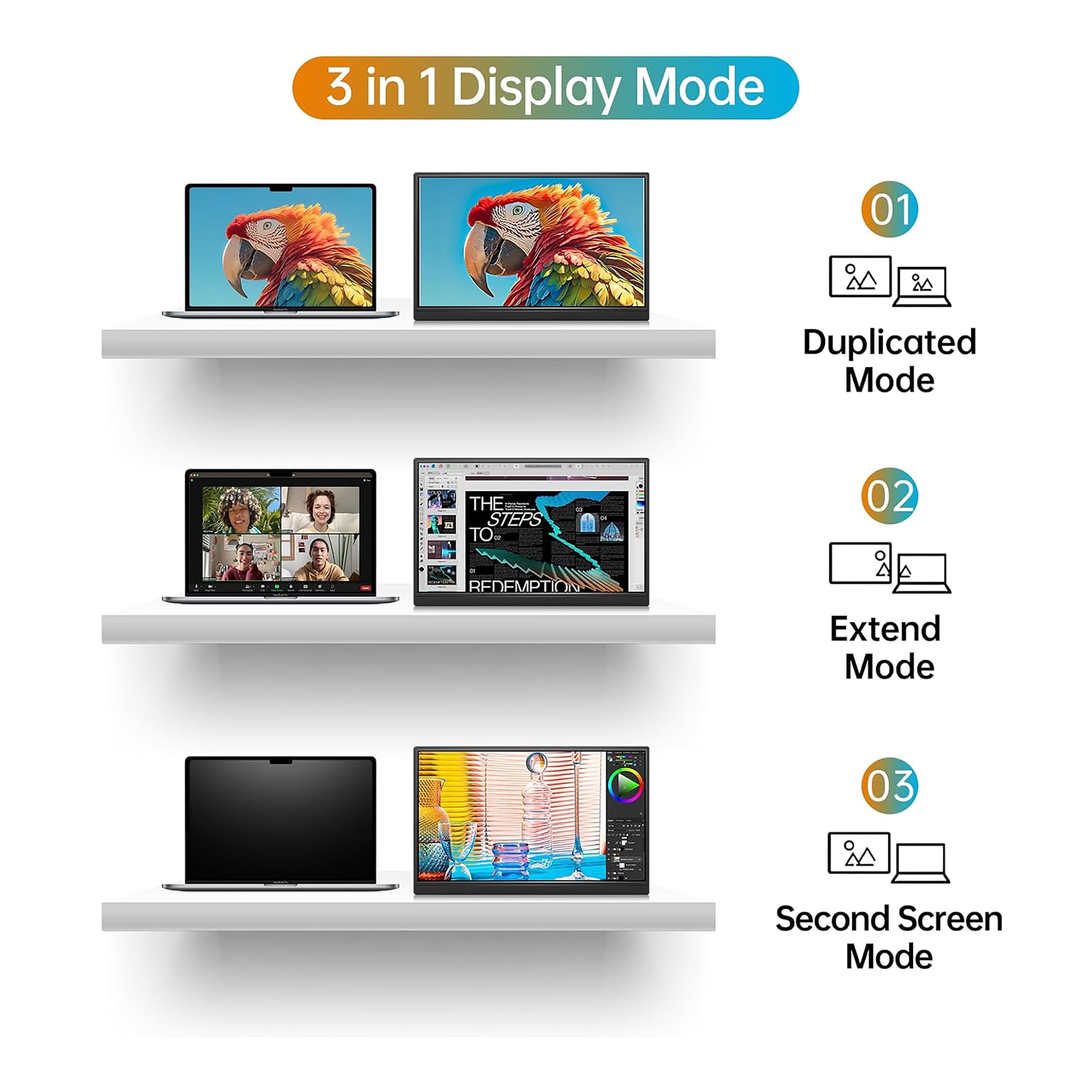 Monitor Portable WCV Pm1563 15,6'' 1080p Soporte Integrado - 3