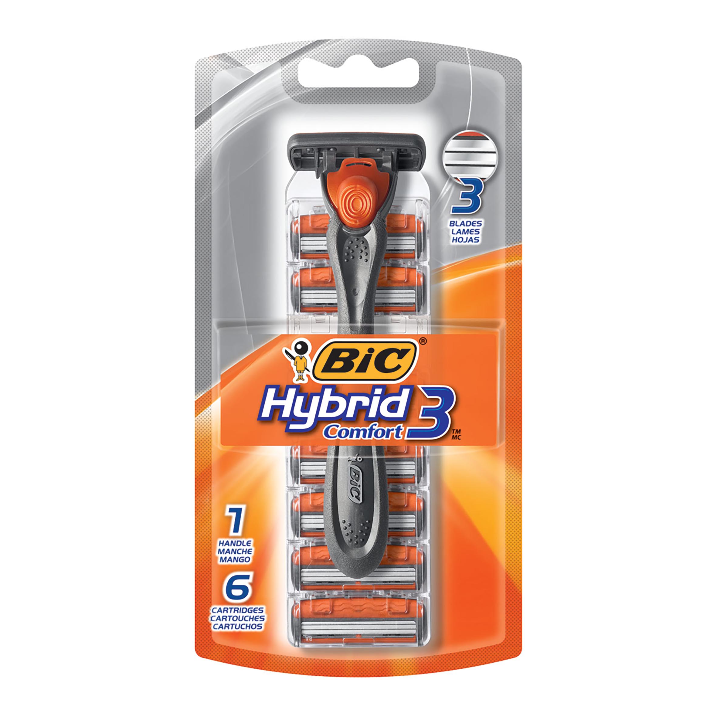 AFEITADORA BIC COMFORT 3 HYBRID X6U 1 MANGO + 6 REPUESTOS