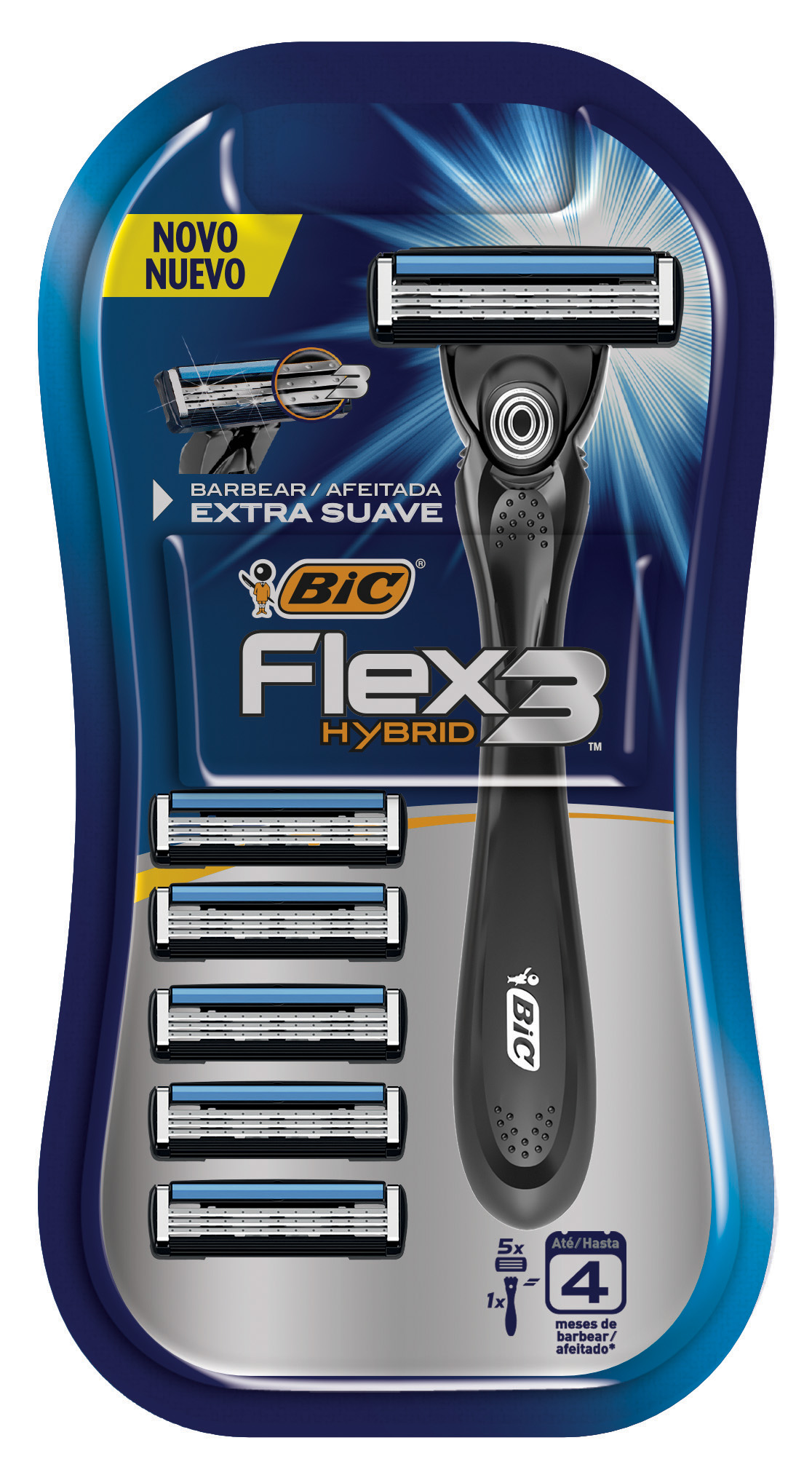 AFEITADORA BIC FLEX 3 HYBRID BLISTER X5U 1 MANGO+5 REPUESTOS