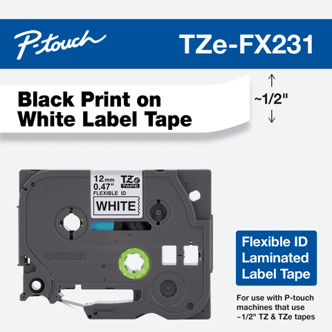 CINTA BROTHER FLEXIBLE NEGRO/BLANCO 12MM