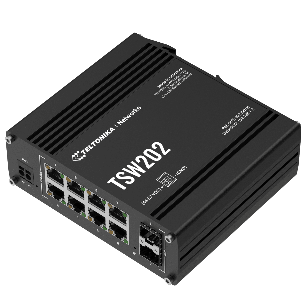 SWITCH INDUSTRIAL TELTONIKA TSW202 8XGBE POE/POE+ 2X SFP