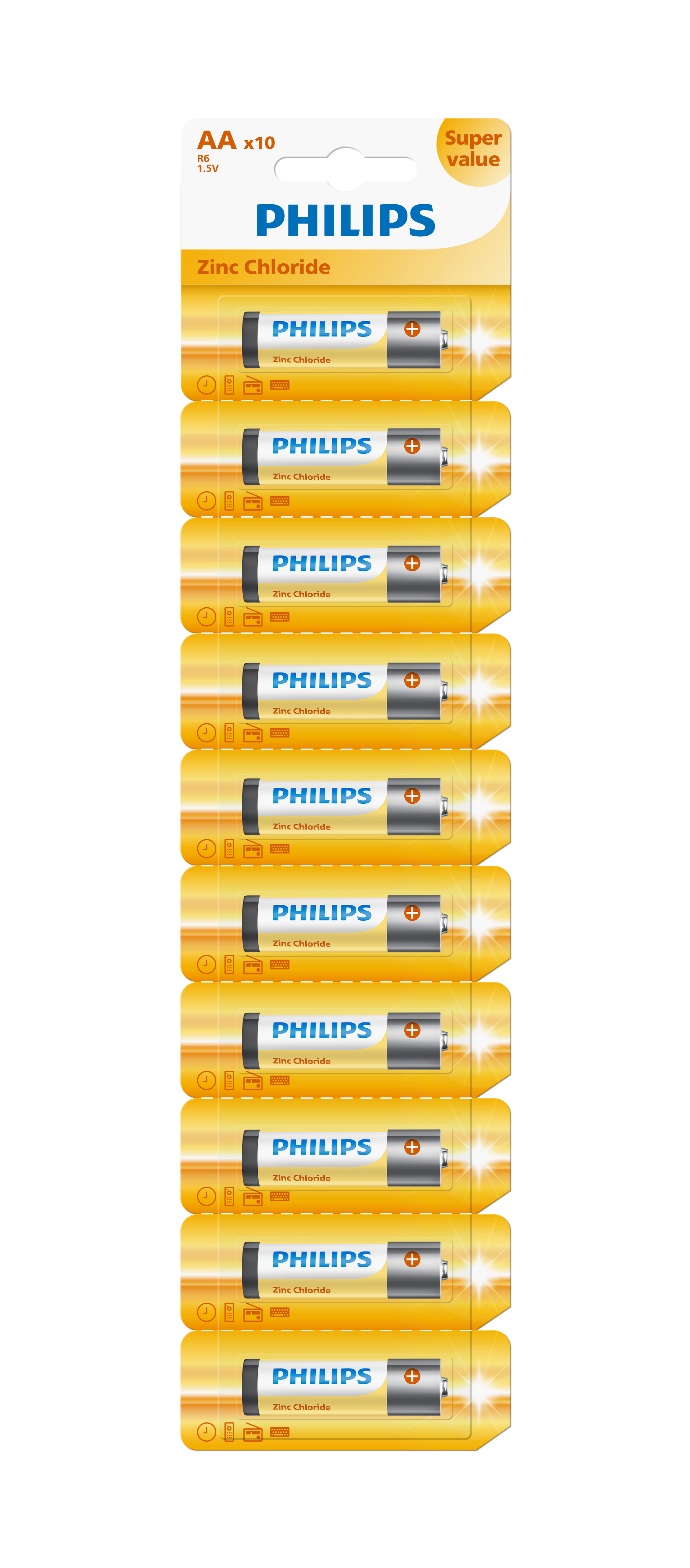PILA CARBON/ZINC PHILIPS AA CARTELA X10
