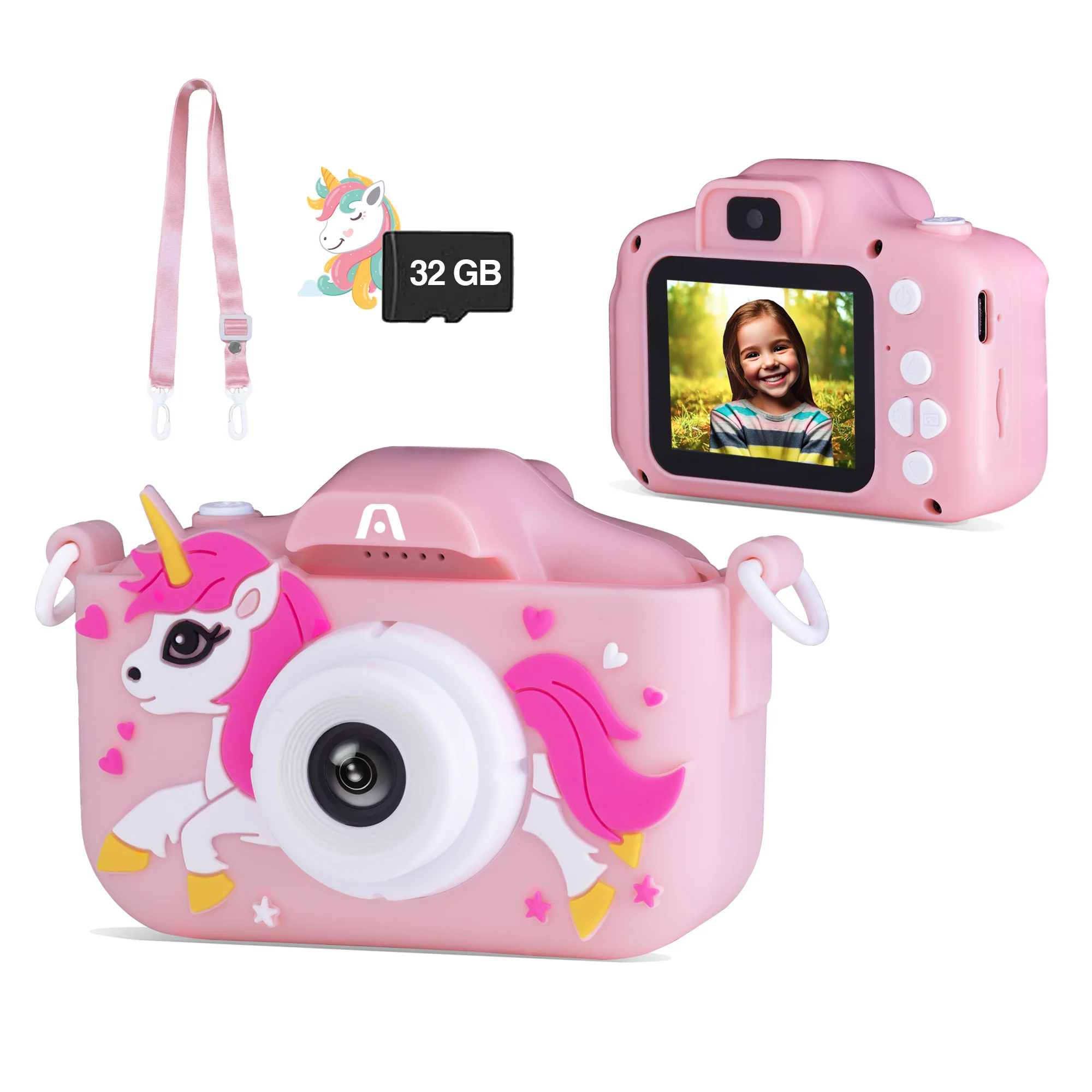 CAMARA DIGITAL SELFIE PARA NIÑOS DOBLE LENTE ROSA ARGOM