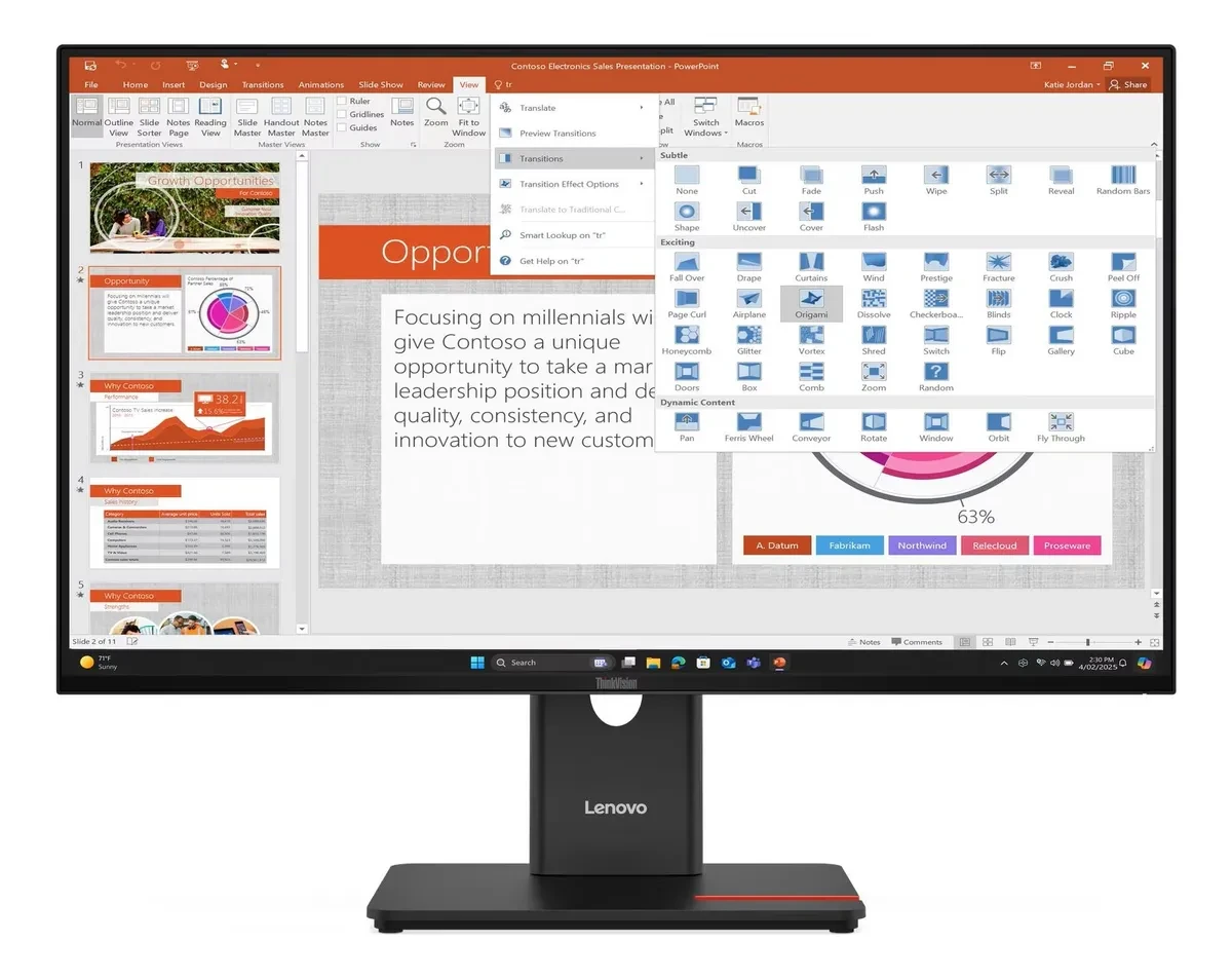 MONITOR LENOVO THINKVISION T24D-40 23.8" FHD DP+HDMI+USB-C+D