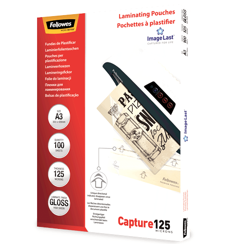 FUNDA PARA PLASTIFICAR FELLOWES A3 125MIC 100PK  