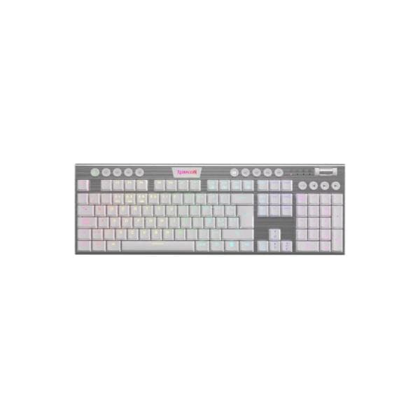 Redragon Horus FS White Red Switch Spanish Wireless K618W RGB SP
