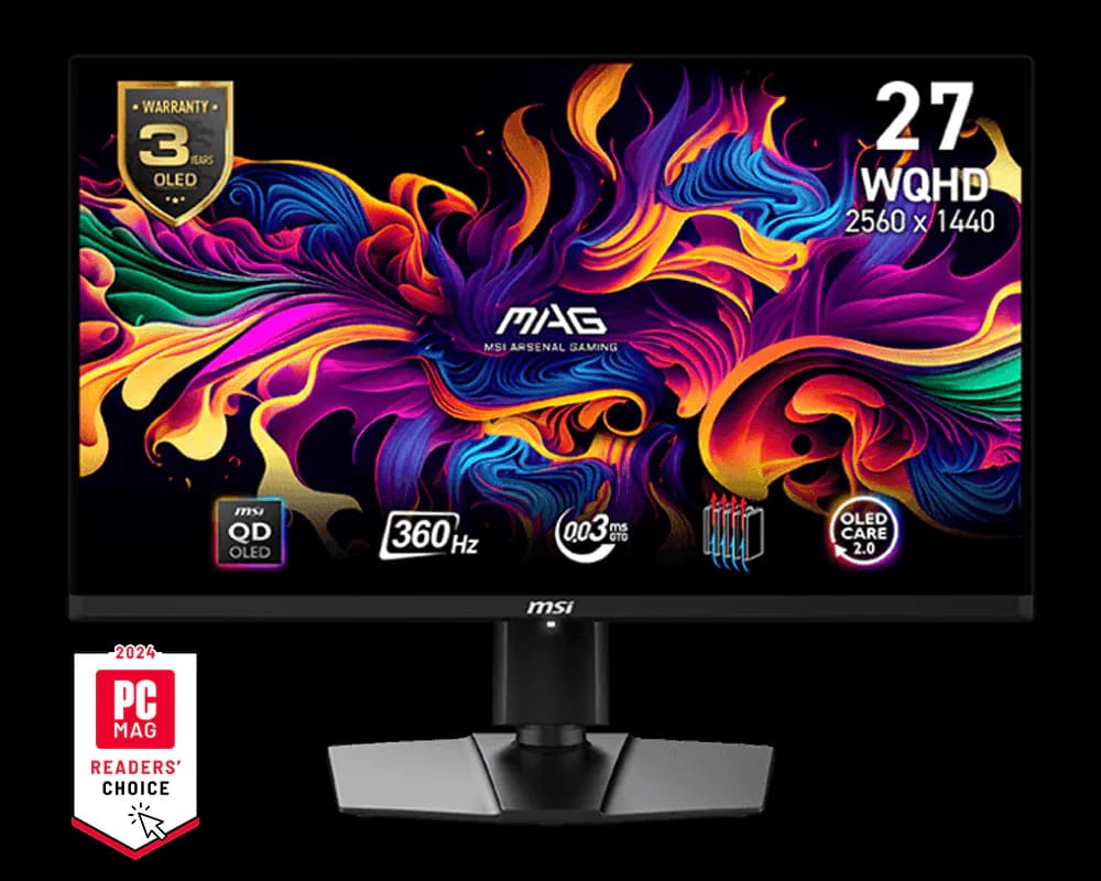 Monitor Gamer MSI MAG 271QPX X36 de 27" QD-OLED 2560 x 1440 360Hz Pivotante - 1
