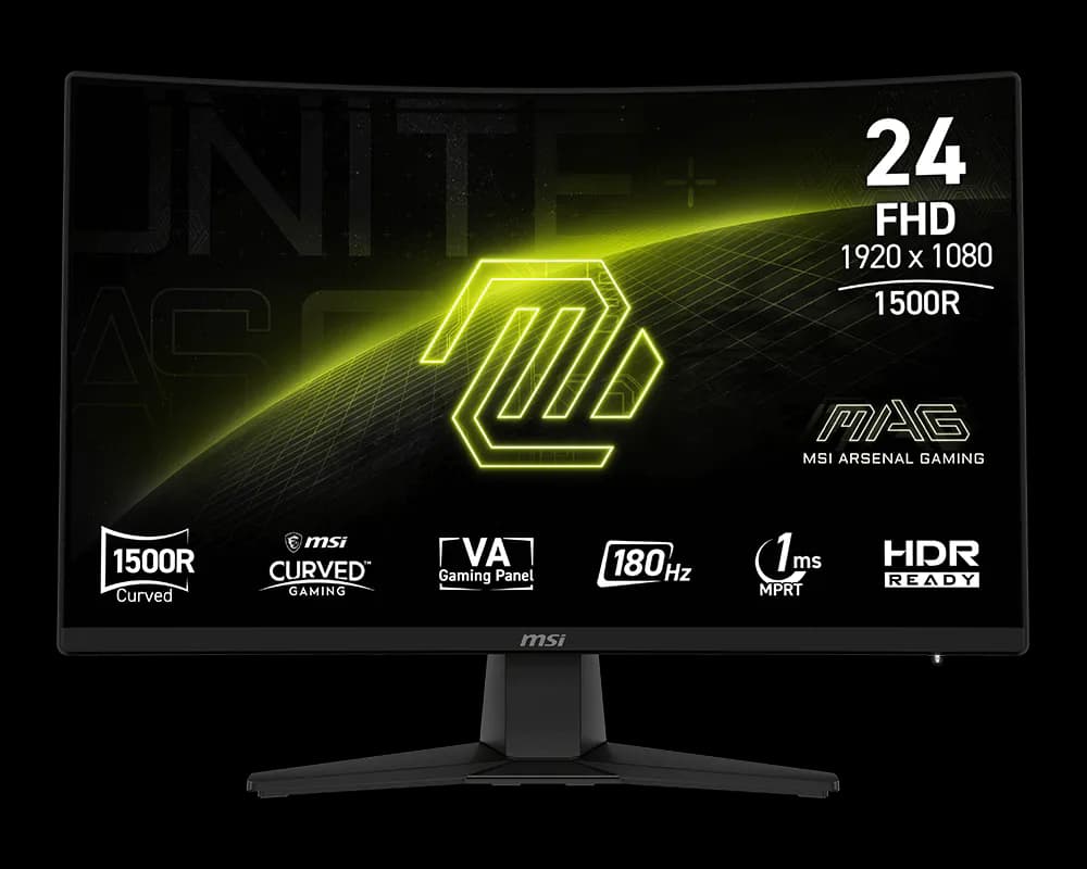 Monitor Curvo Gamer MSI MAG 242C de 24" Full HD 180Hz - 1