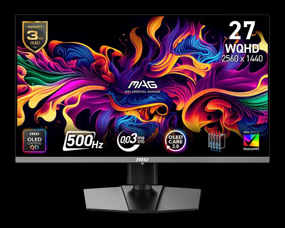 Monitor Gamer Premium MSI MAG 272QP QD-OLED X50 de 27" WQHD 500Hz - 1