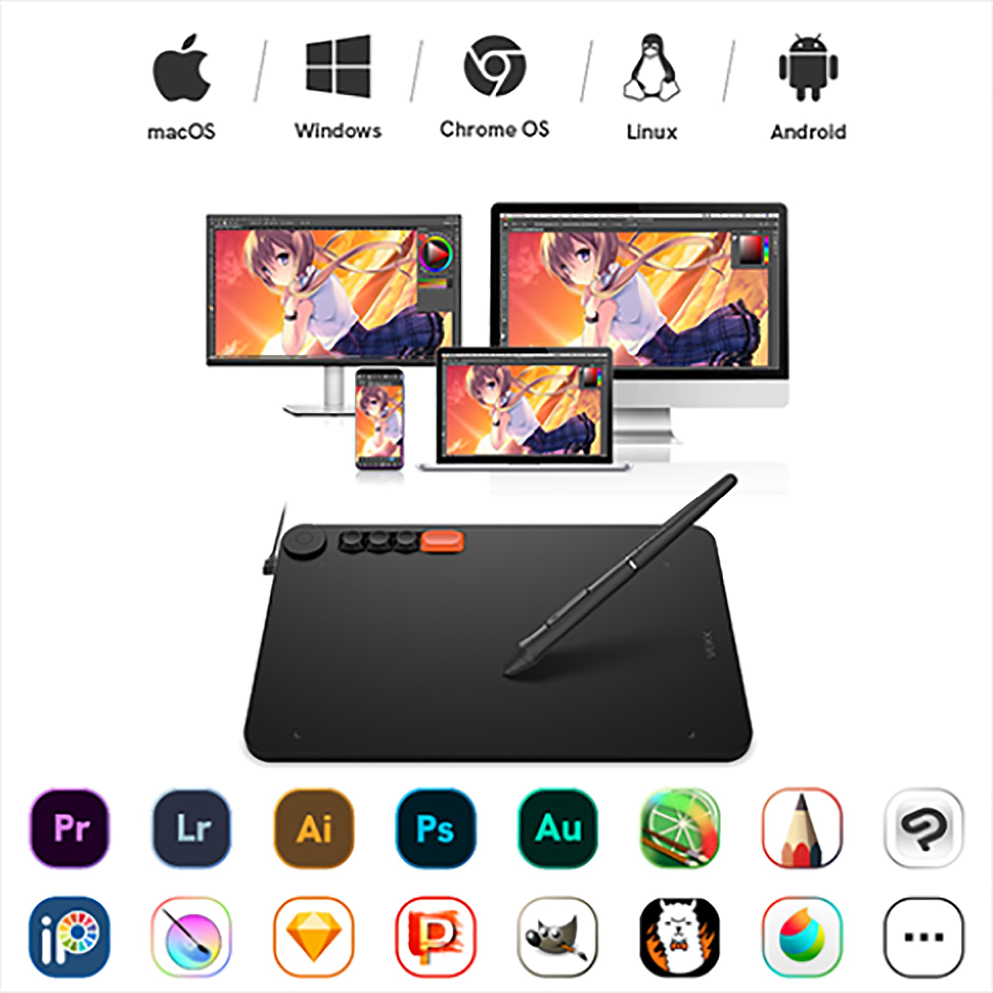 Tableta Digitalizadora Veikk Vo1060 Ambidiestro 10x6 5080lpi - 8