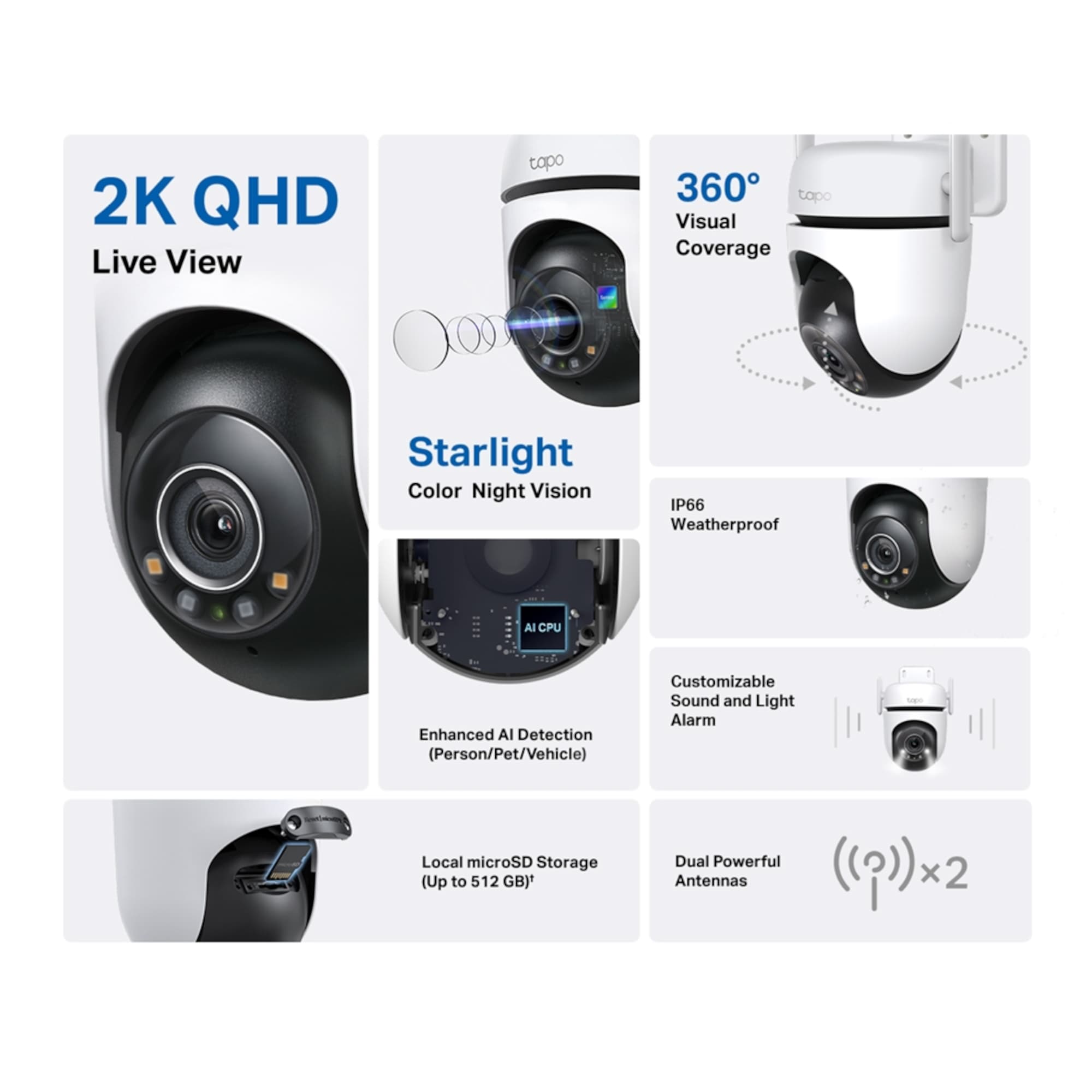 Cámara De Seguridad Tp-Link Tapo C520ws Exterior Visión Nocturna 2K 360° - 2