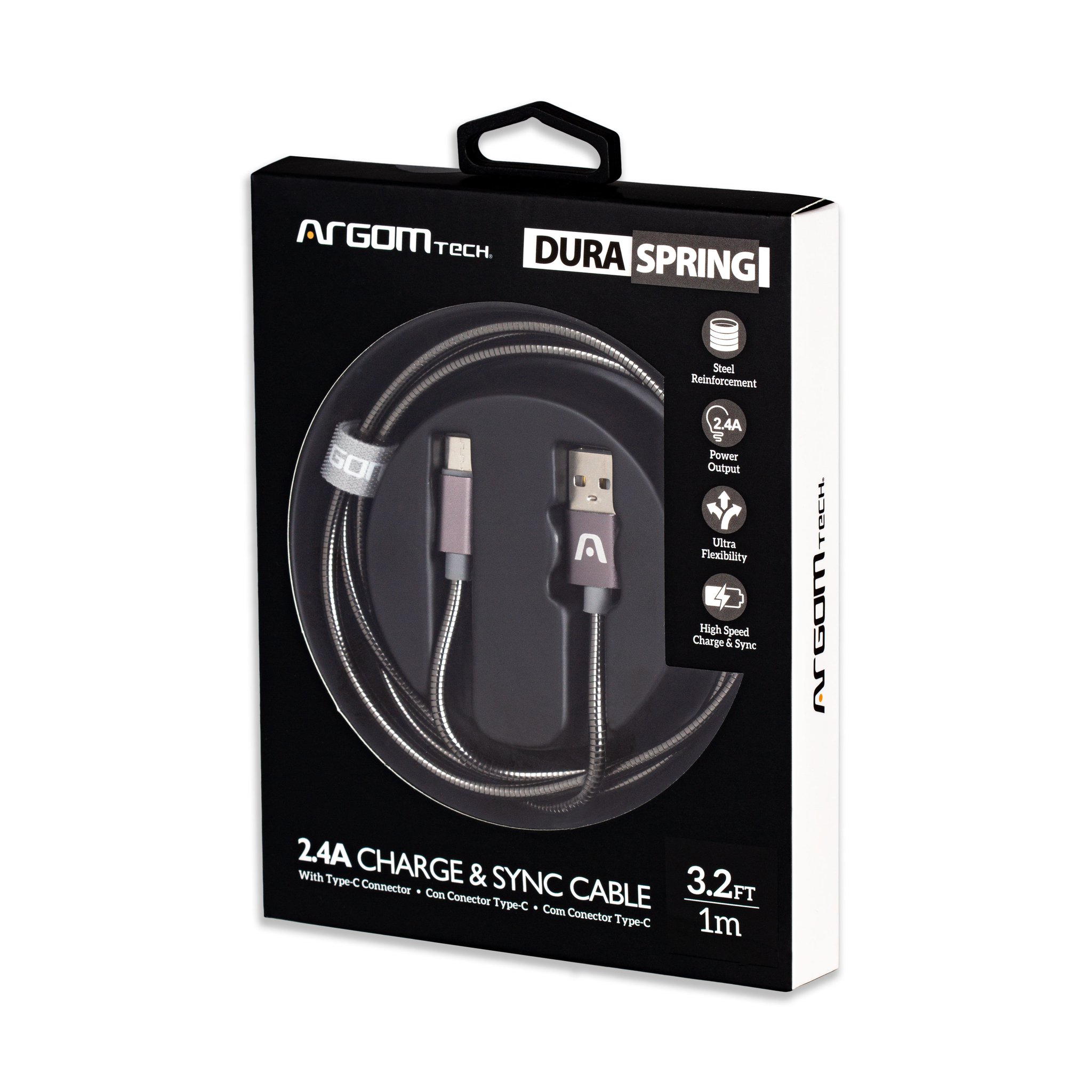 CABLE TIPO-C A USB 2.0 TRENZADO DE METAL ARGOM - 4