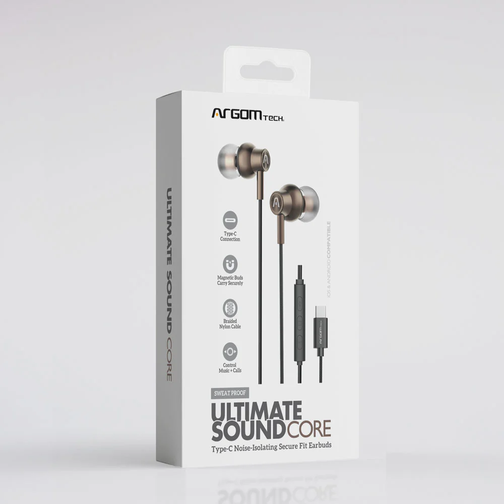 AURICULAR SOUD CORE CON CABLE TIPO C NEGRO ARGOM